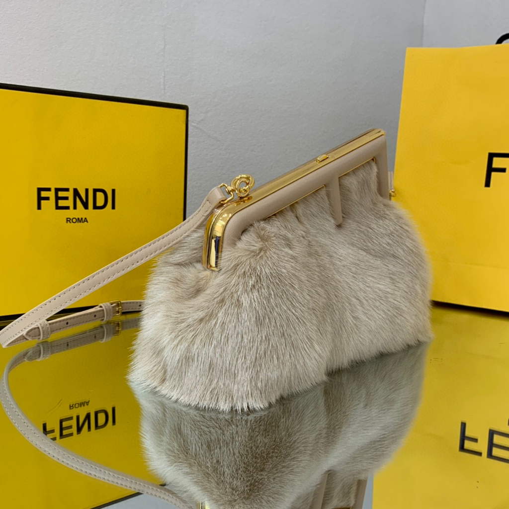 Fendi FIRST Small Bag Fox fur Bag 8BP129 Apricot