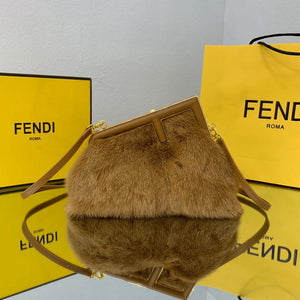 Fendi FIRST Small Bag  Fox fur Bag 8BP129 Brown - Default Title - View 1