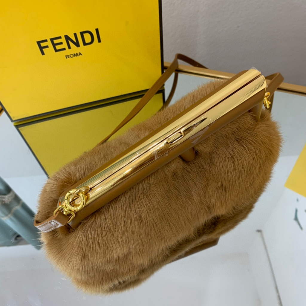 Fendi FIRST Small Bag  Fox fur Bag 8BP129 Brown