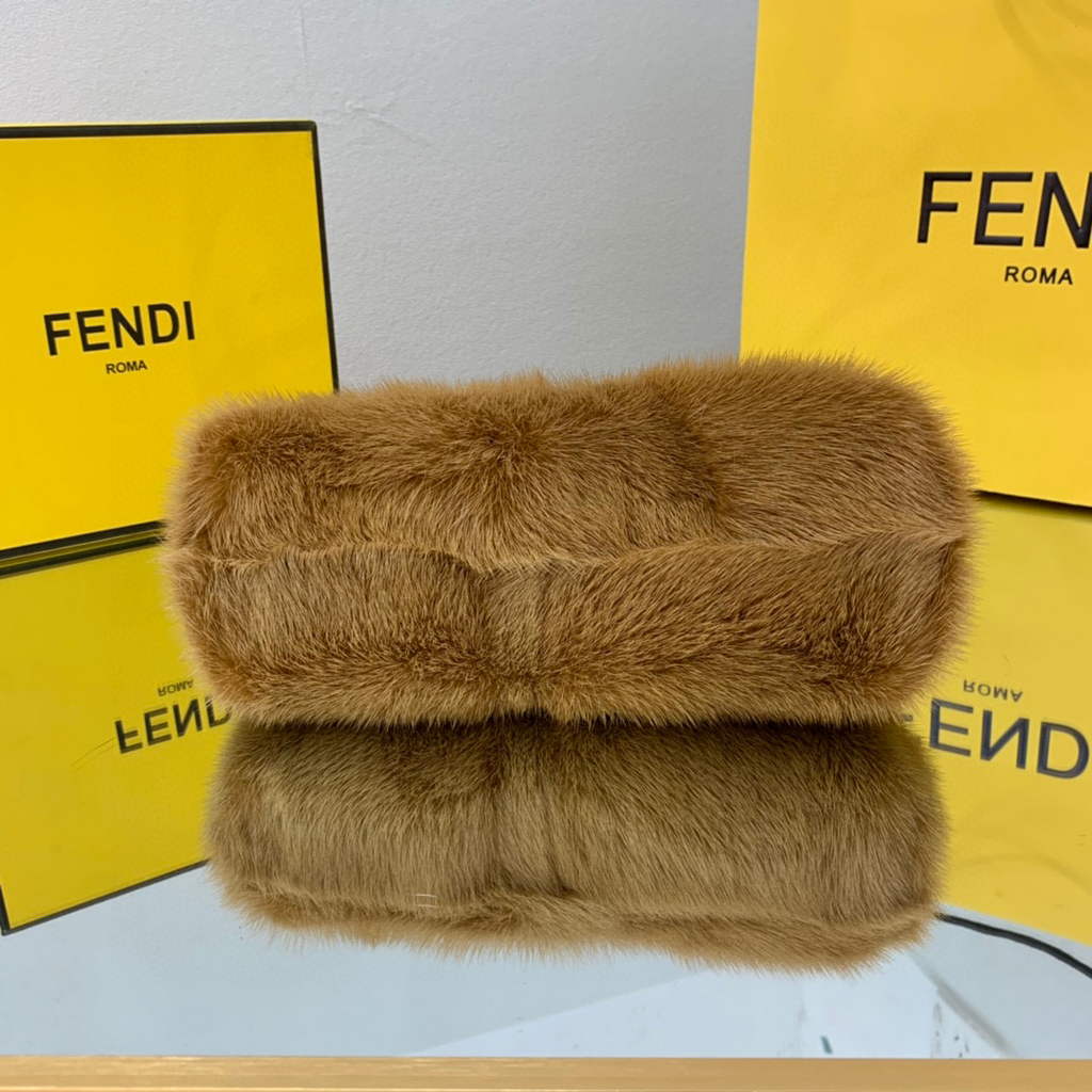 Fendi FIRST Small Bag  Fox fur Bag 8BP129 Brown