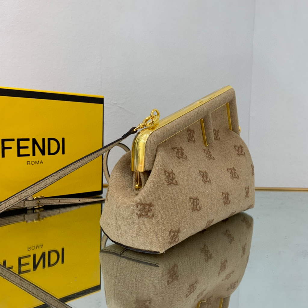 Fendi First Small flannel Bag 8BP129 Tan