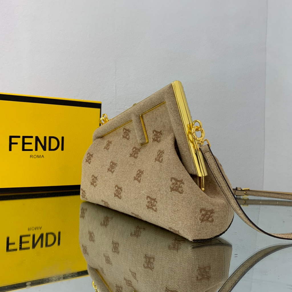 Fendi First Small flannel Bag 8BP129 Tan