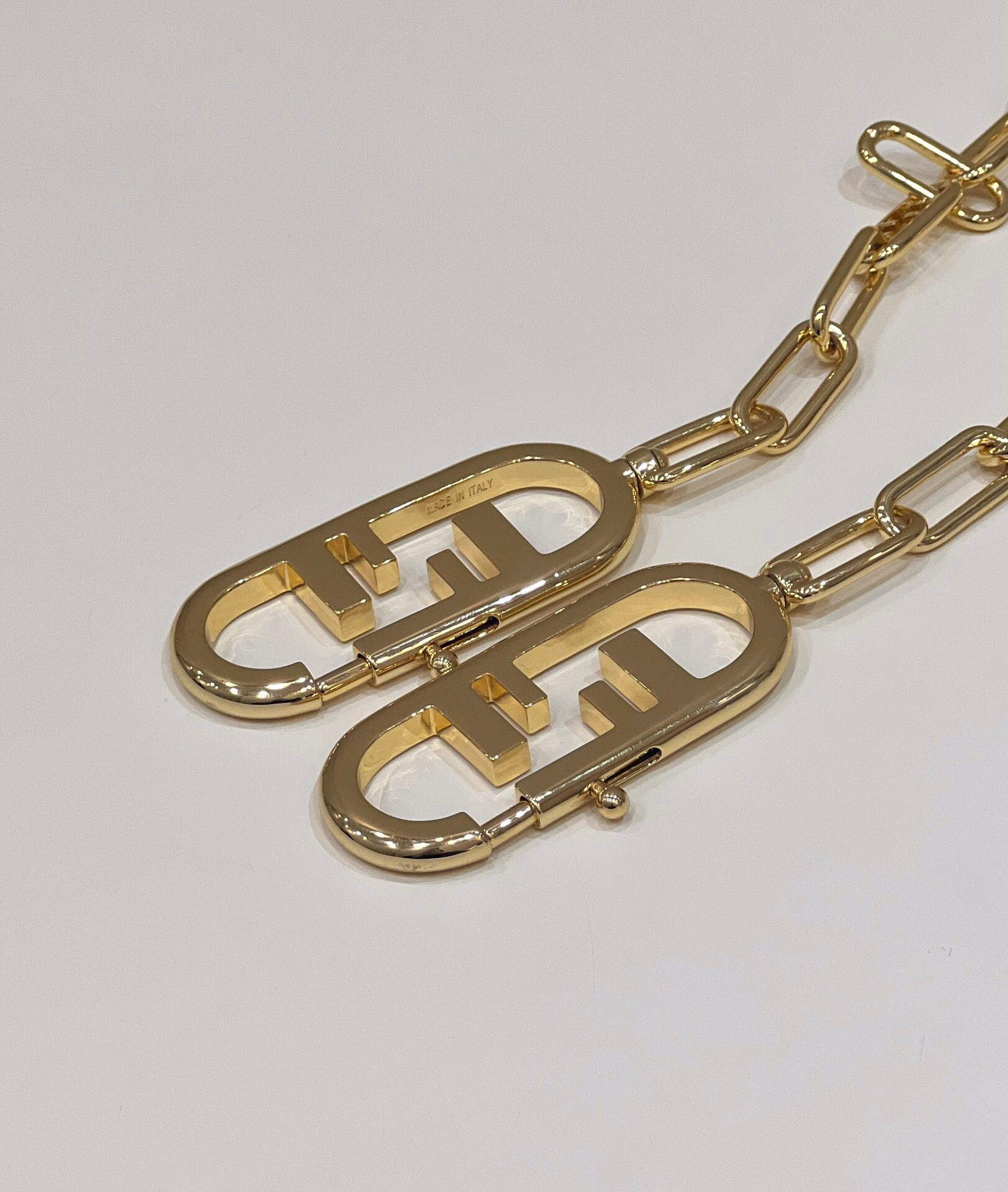 Fendi Handbag Custom metal chain Shoulder Strap F10052 Gold - Default Title - View 4
