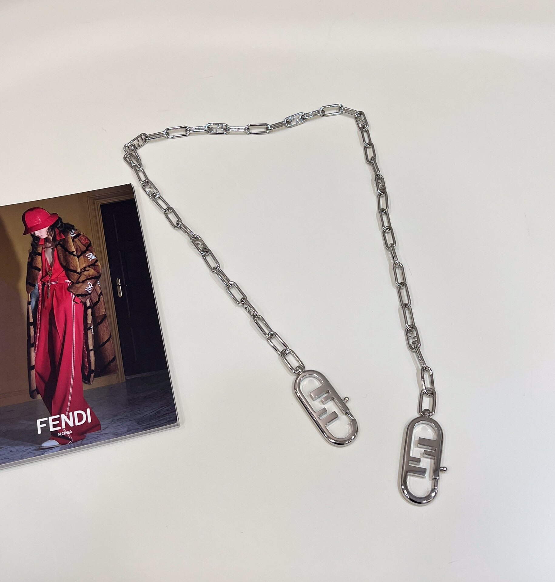 Fendi Handbag Custom metal chain Shoulder Strap F10053 Silvery