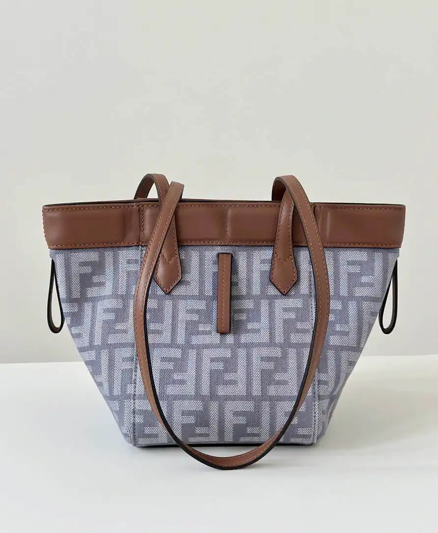 Fendi Mini Origami 8BS083 Blue denim-effect FF jacquard transformable mini-bag 8626CS