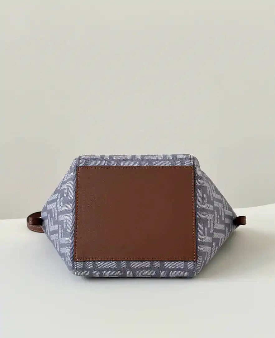 Fendi Mini Origami 8BS083 Blue denim-effect FF jacquard transformable mini-bag 8626CS