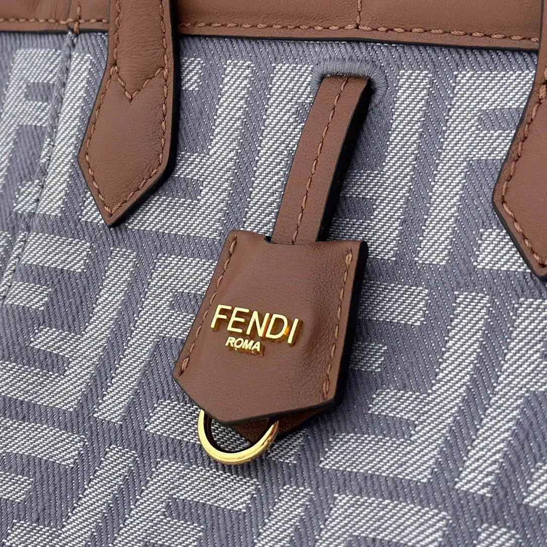 Fendi Mini Origami 8BS083 Blue denim-effect FF jacquard transformable mini-bag 8626CS