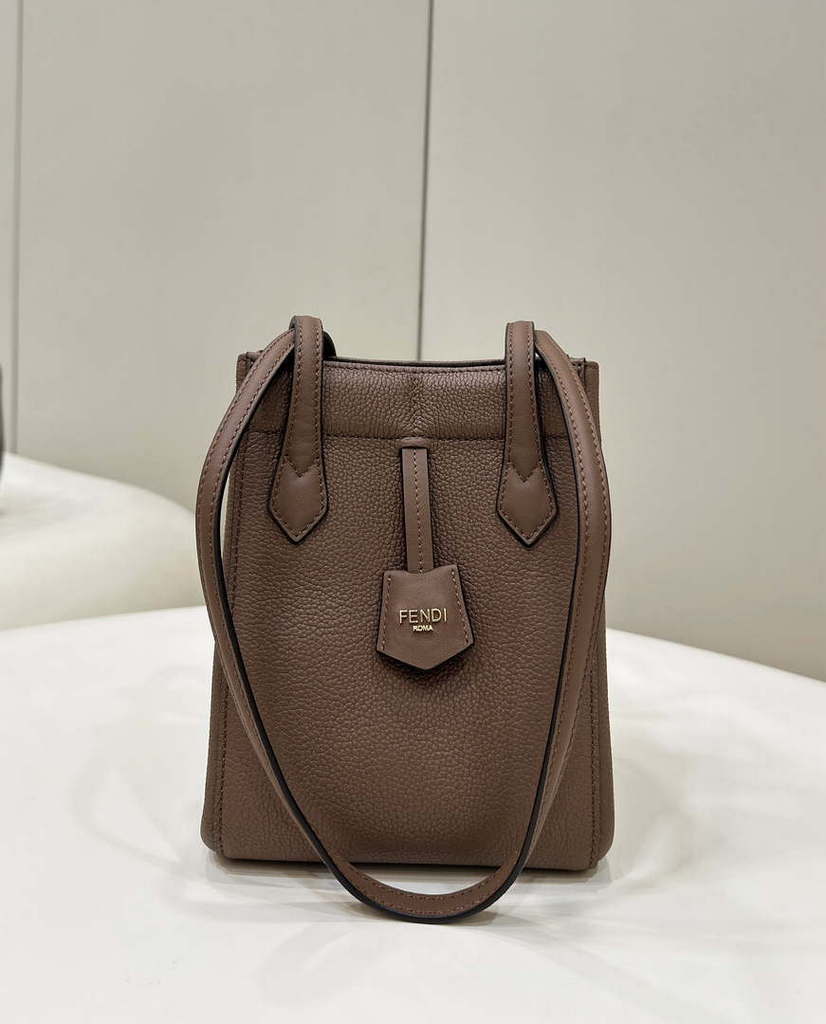 Fendi Mini Origami 8BS083 Brown leather mini bag that can be transformed 8626As