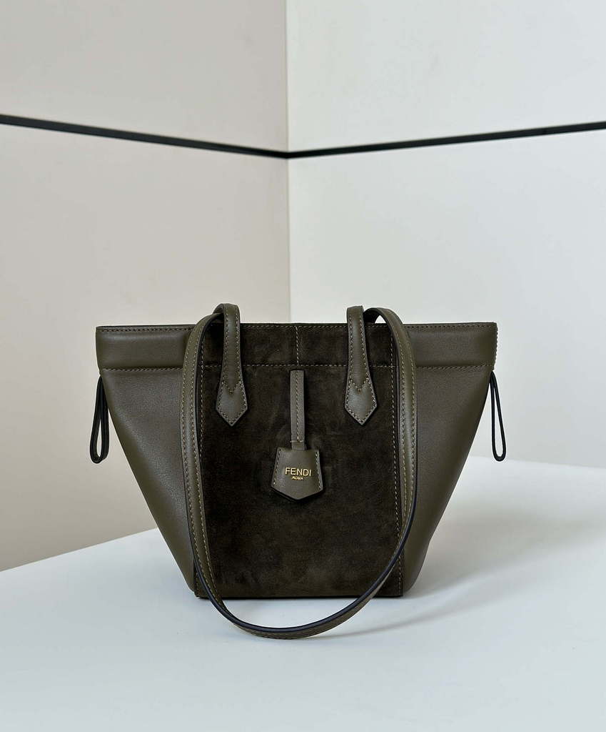 Fendi Mini Origami 8BS083 Dark Green leather mini bag that can be transformed 8626As