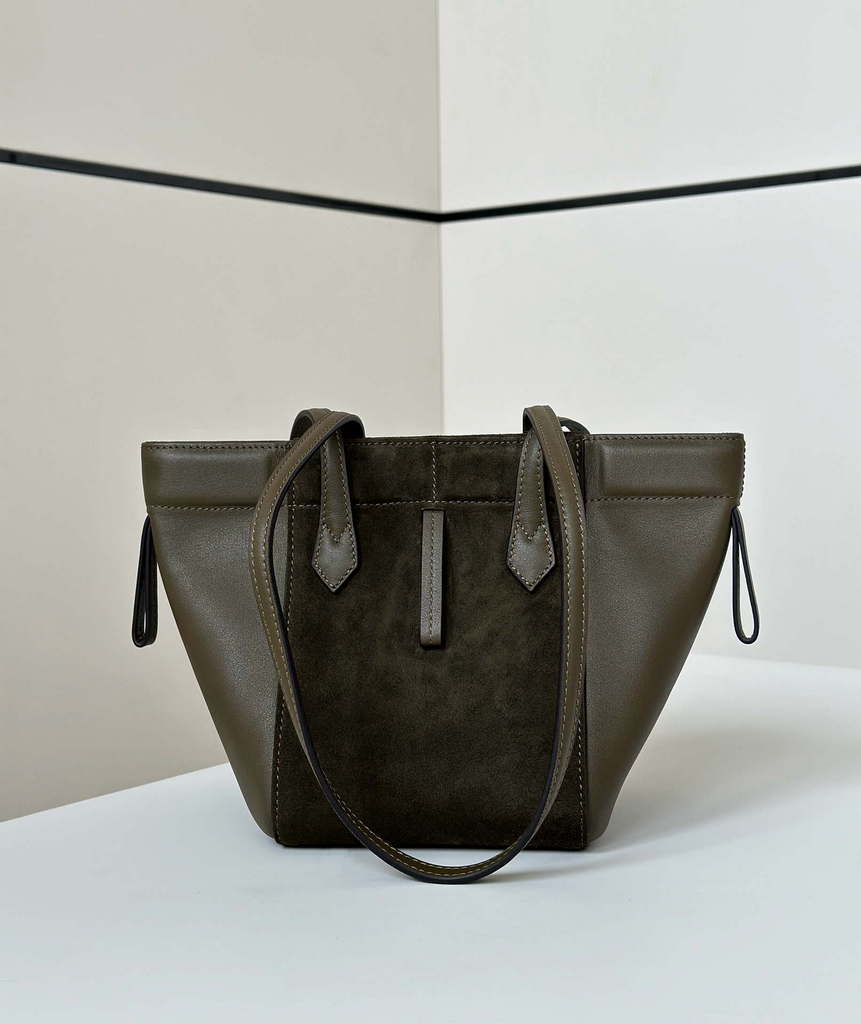 Fendi Mini Origami 8BS083 Dark Green leather mini bag that can be transformed 8626As