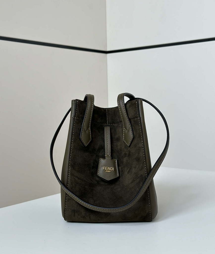 Fendi Mini Origami 8BS083 Dark Green leather mini bag that can be transformed 8626As