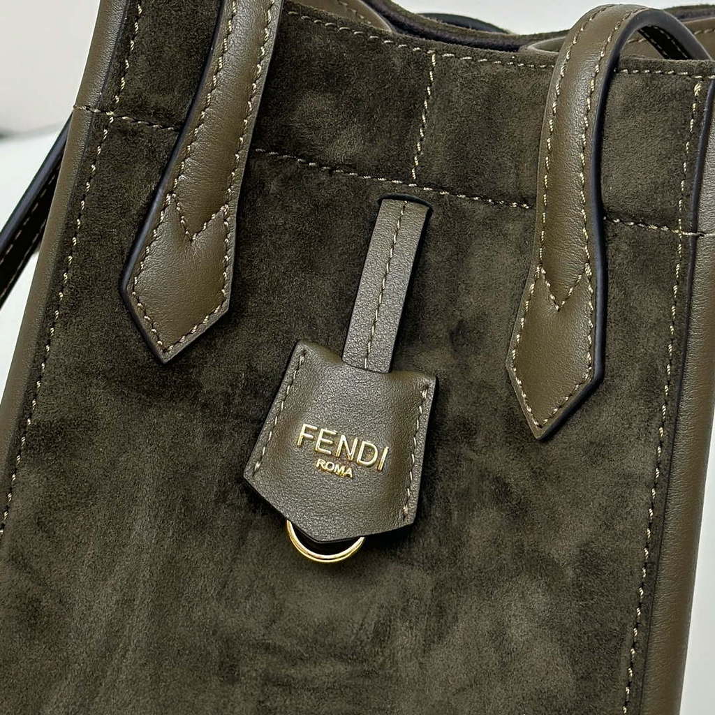 Fendi Mini Origami 8BS083 Dark Green leather mini bag that can be transformed 8626As
