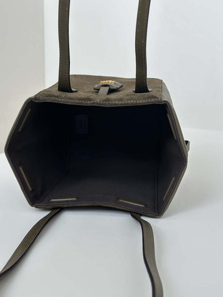 Fendi Mini Origami 8BS083 Dark Green leather mini bag that can be transformed 8626As
