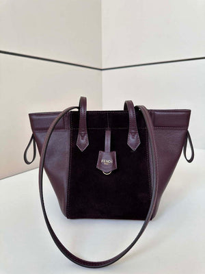 Fendi Mini Origami 8BS083 Wine Red and Black leather mini bag that can be transformed 8626As - Default Title - View 1