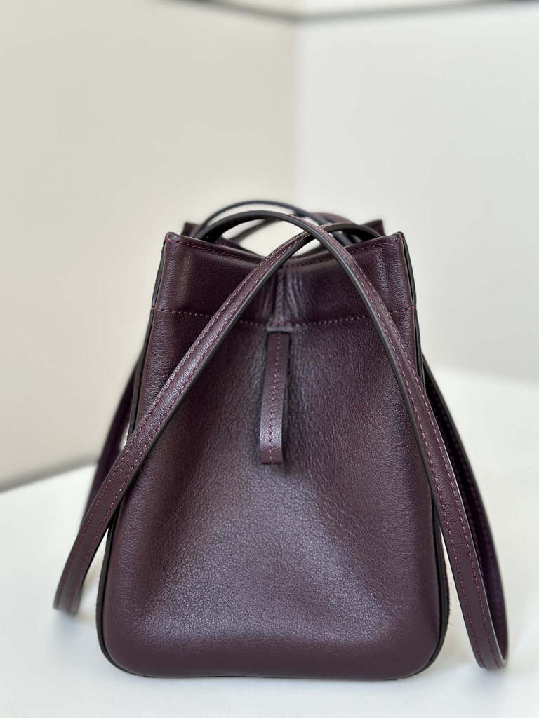 Fendi Mini Origami 8BS083 Wine Red and Black leather mini bag that can be transformed 8626As