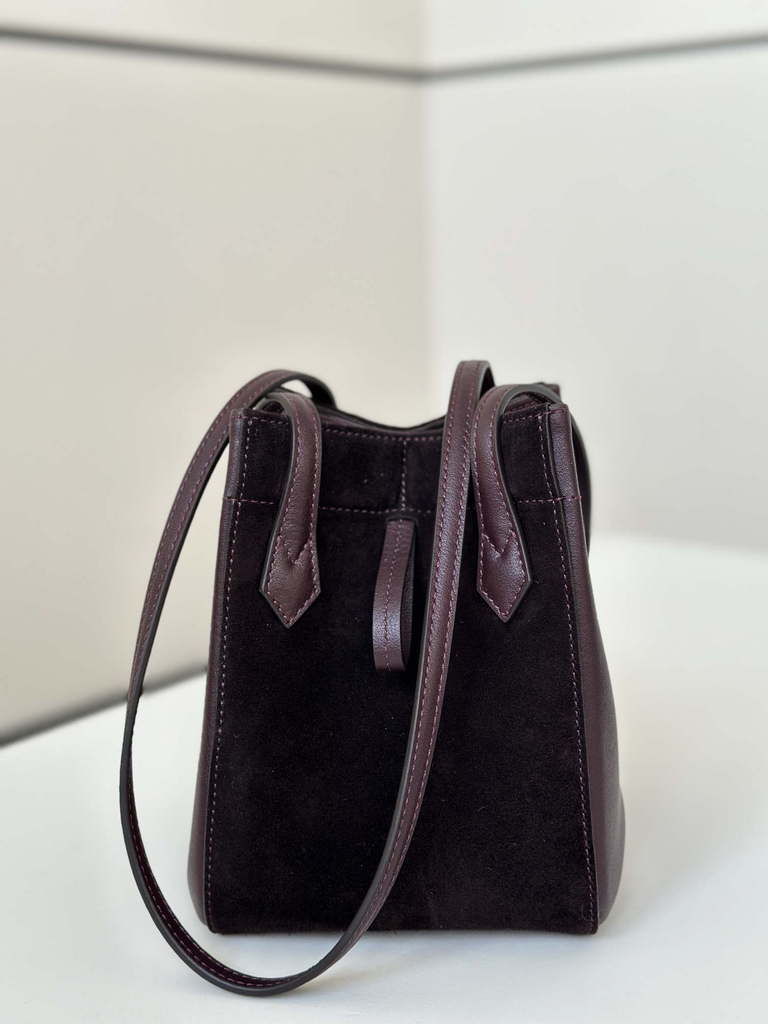 Fendi Mini Origami 8BS083 Wine Red and Black leather mini bag that can be transformed 8626As