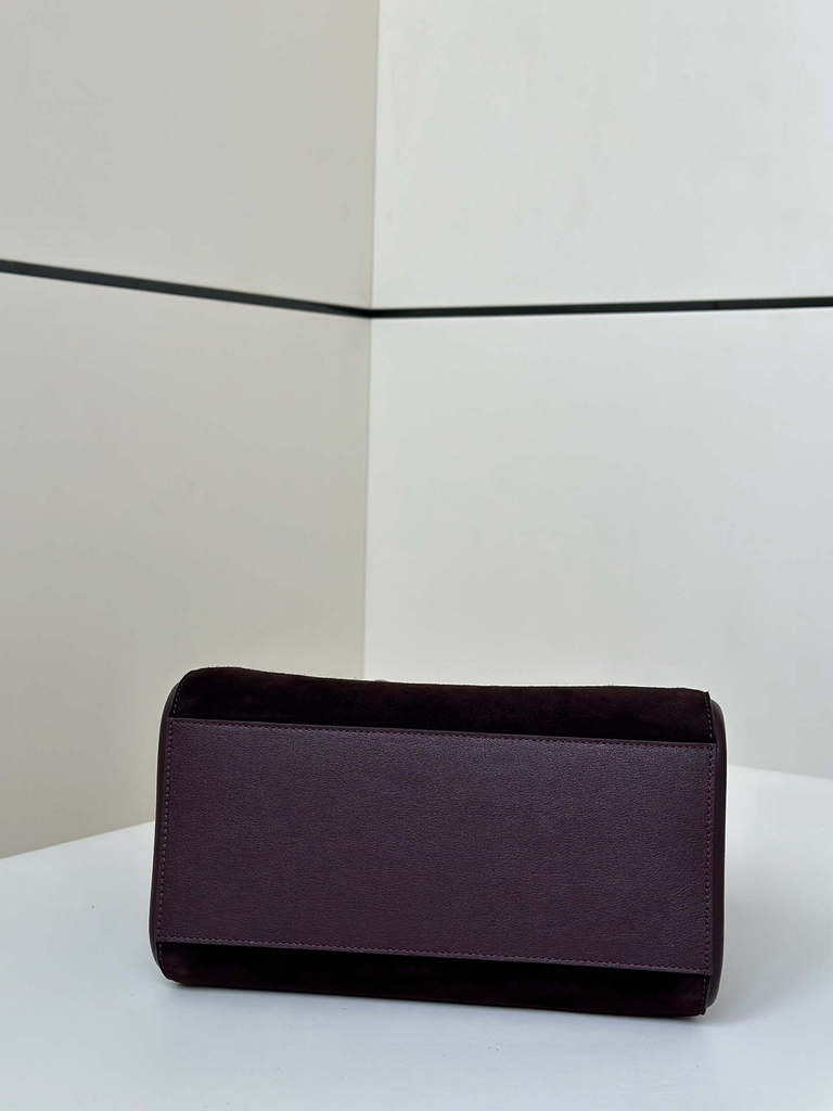 Fendi Mini Origami 8BS083 Wine Red and Black leather mini bag that can be transformed 8626As
