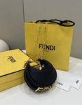 Fendi Nano Fendigraphy Black  Leather Charm 7AS089 Black
