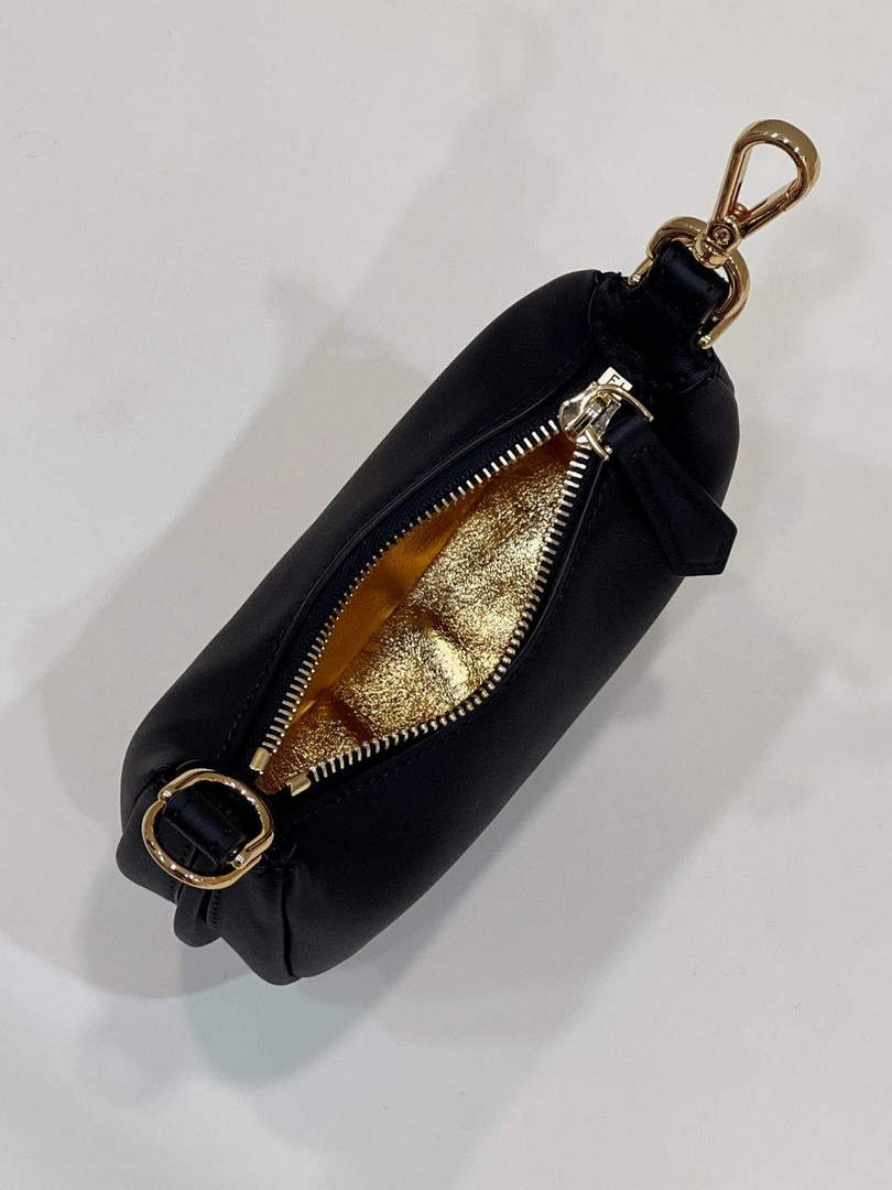 Fendi Nano Fendigraphy Black  Leather Charm 7AS089 Black