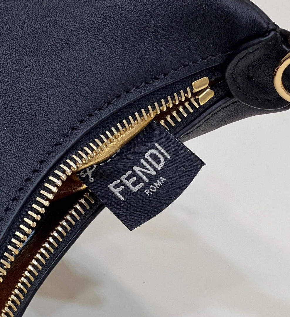 Fendi Nano Fendigraphy Black  Leather Charm 7AS089 Black