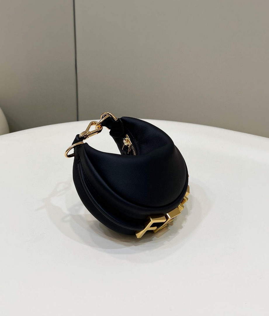 Fendi Nano Fendigraphy Black  Leather Charm 7AS089 Black