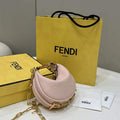 Fendi Nano Fendigraphy Black Leather Charm 7AS089 Pink - Default Title - View 1