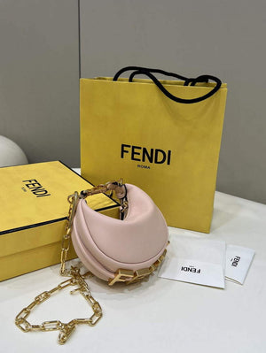 Fendi Nano Fendigraphy Black Leather Charm 7AS089 Pink - Default Title - View 1