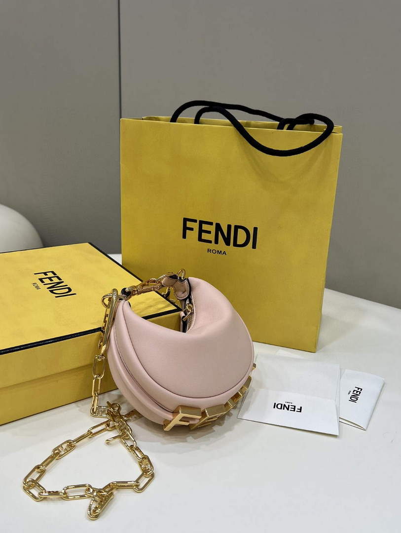 Fendi Nano Fendigraphy Black Leather Charm 7AS089 Pink - Default Title - View 1