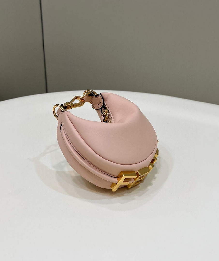 Fendi Nano Fendigraphy Black Leather Charm 7AS089 Pink - Default Title - View 4