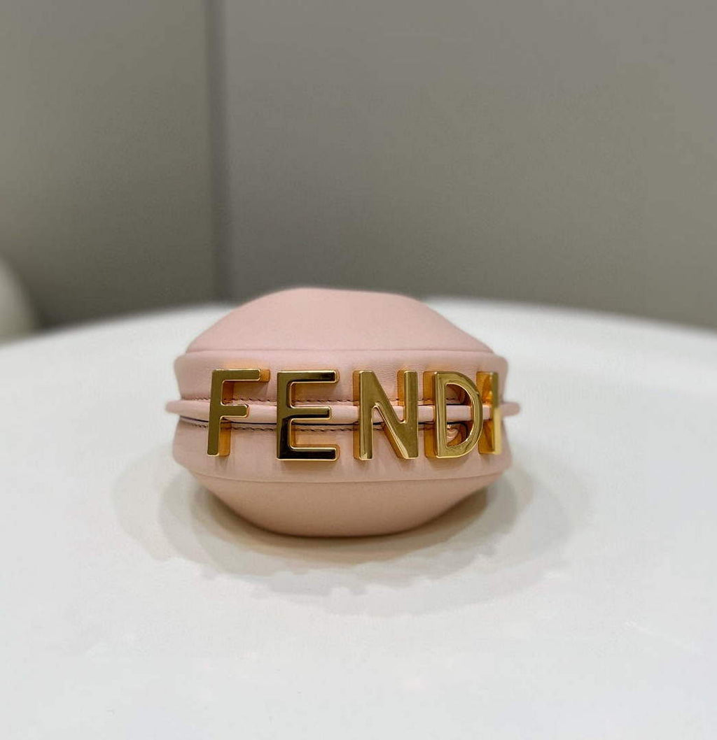 Fendi Nano Fendigraphy Black Leather Charm 7AS089 Pink