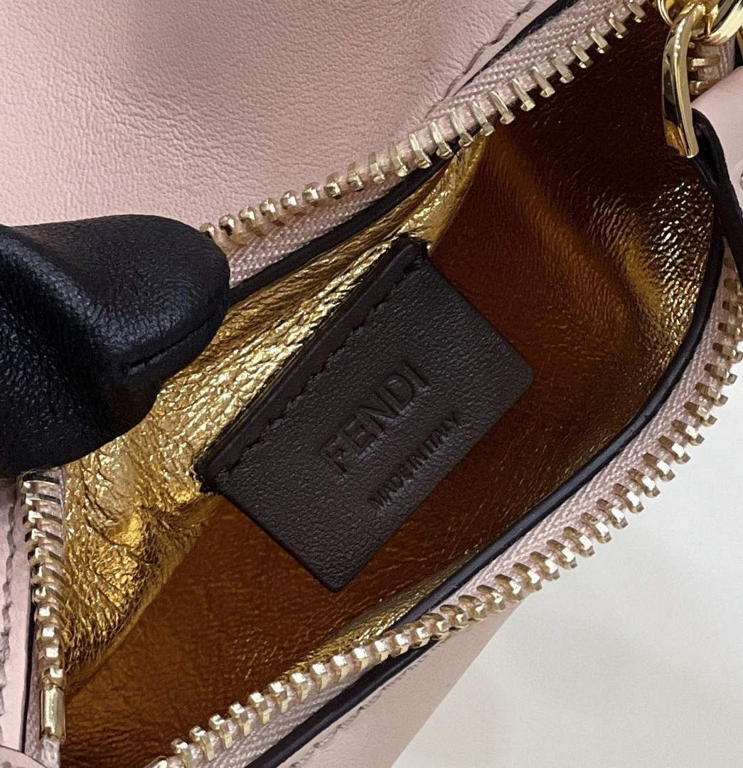 Fendi Nano Fendigraphy Black Leather Charm 7AS089 Pink