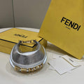 Fendi Nano Fendigraphy Black Leather Charm 7AS089 Silver - Default Title - View 1