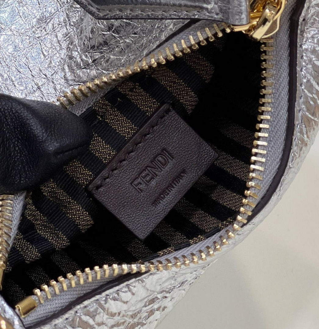 Fendi Nano Fendigraphy Black Leather Charm 7AS089 Silver
