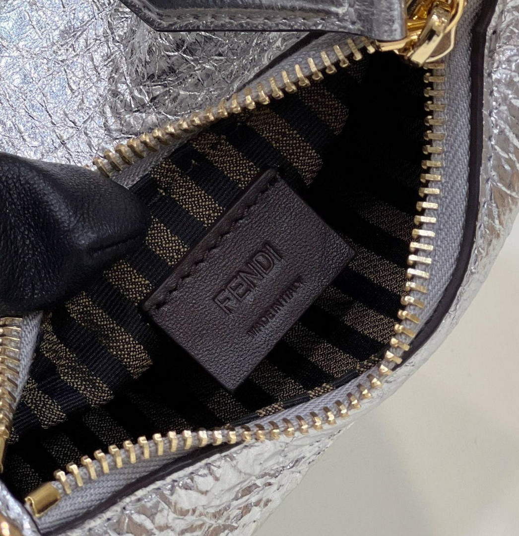 Fendi Nano Fendigraphy Black Leather Charm 7AS089 Silver