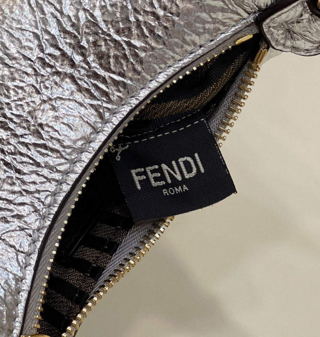 Fendi Nano Fendigraphy Black Leather Charm 7AS089 Silver