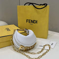 Fendi Nano Fendigraphy Black Leather Charm 7AS089 White - Default Title - View 1