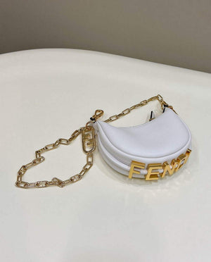 Fendi Nano Fendigraphy Black Leather Charm 7AS089 White - Default Title - View 2