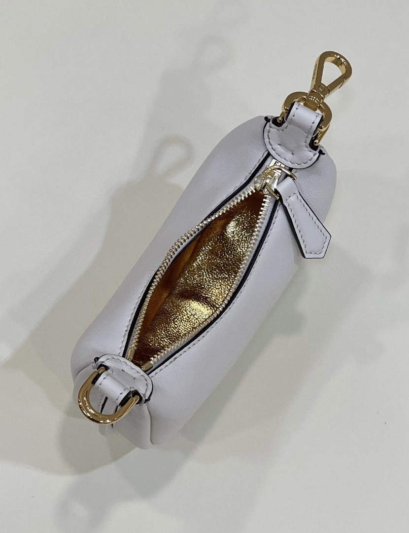 Fendi Nano Fendigraphy Black Leather Charm 7AS089 White