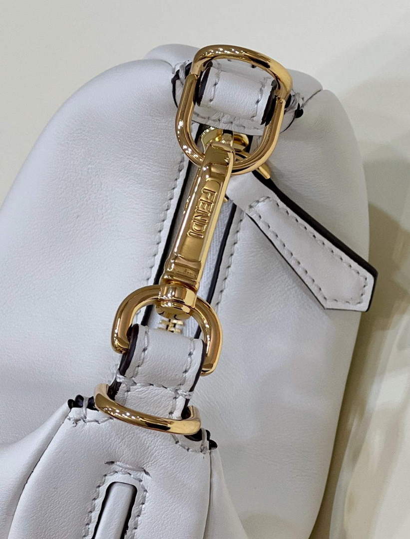 Fendi Nano Fendigraphy Black Leather Charm 7AS089 White