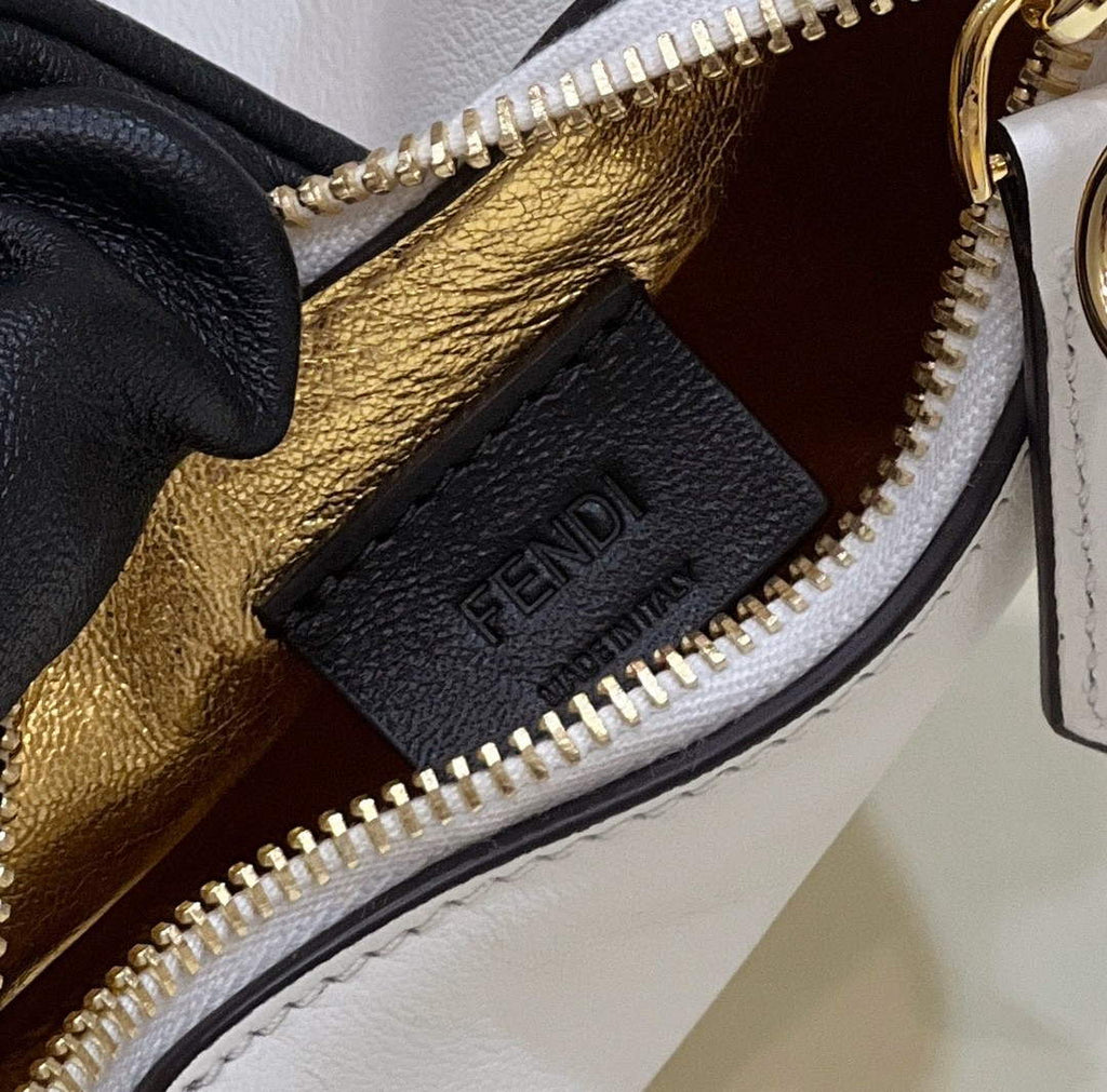 Fendi Nano Fendigraphy Black Leather Charm 7AS089 White