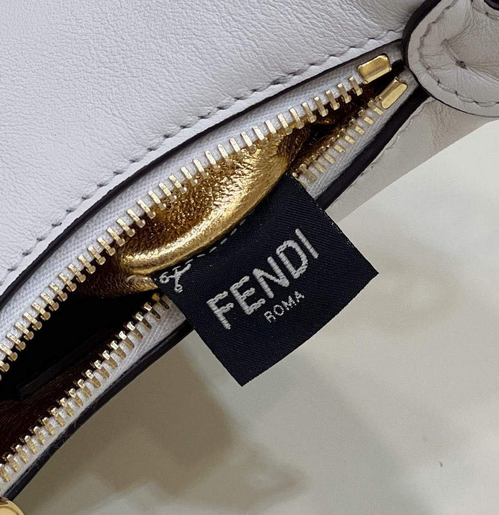 Fendi Nano Fendigraphy Black Leather Charm 7AS089 White