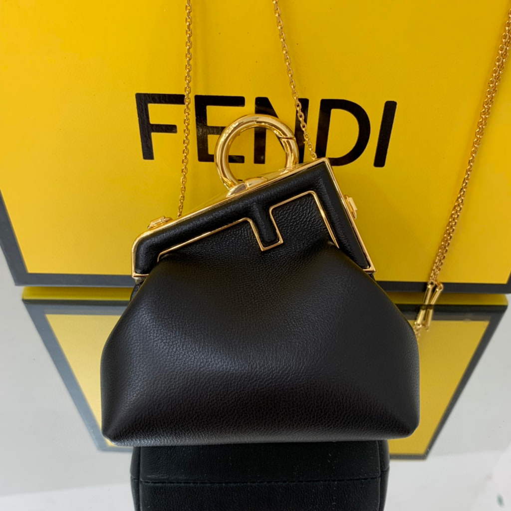 Fendi Nano First Charm Shoulder Bag 7AS051 Black