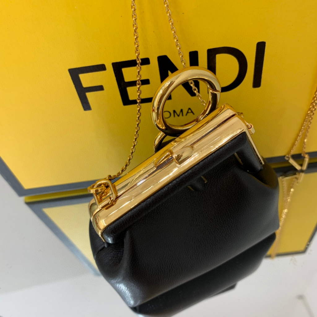 Fendi Nano First Charm Shoulder Bag 7AS051 Black