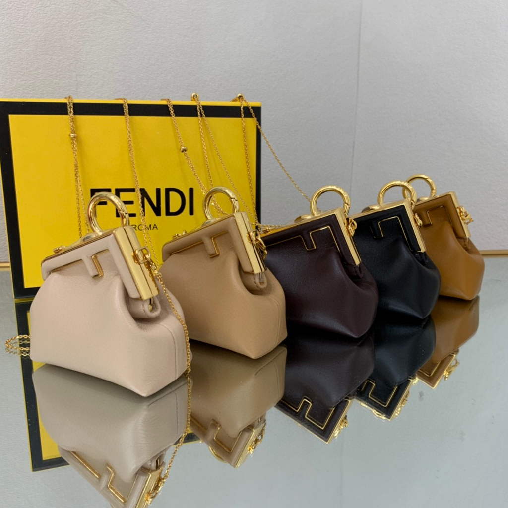 Fendi Nano First Charm Shoulder Bag 7AS051 Apricot