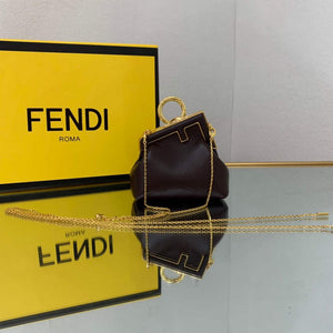 Fendi Nano First Charm Shoulder Bag 7AS051 Dark Brown - Default Title - View 1