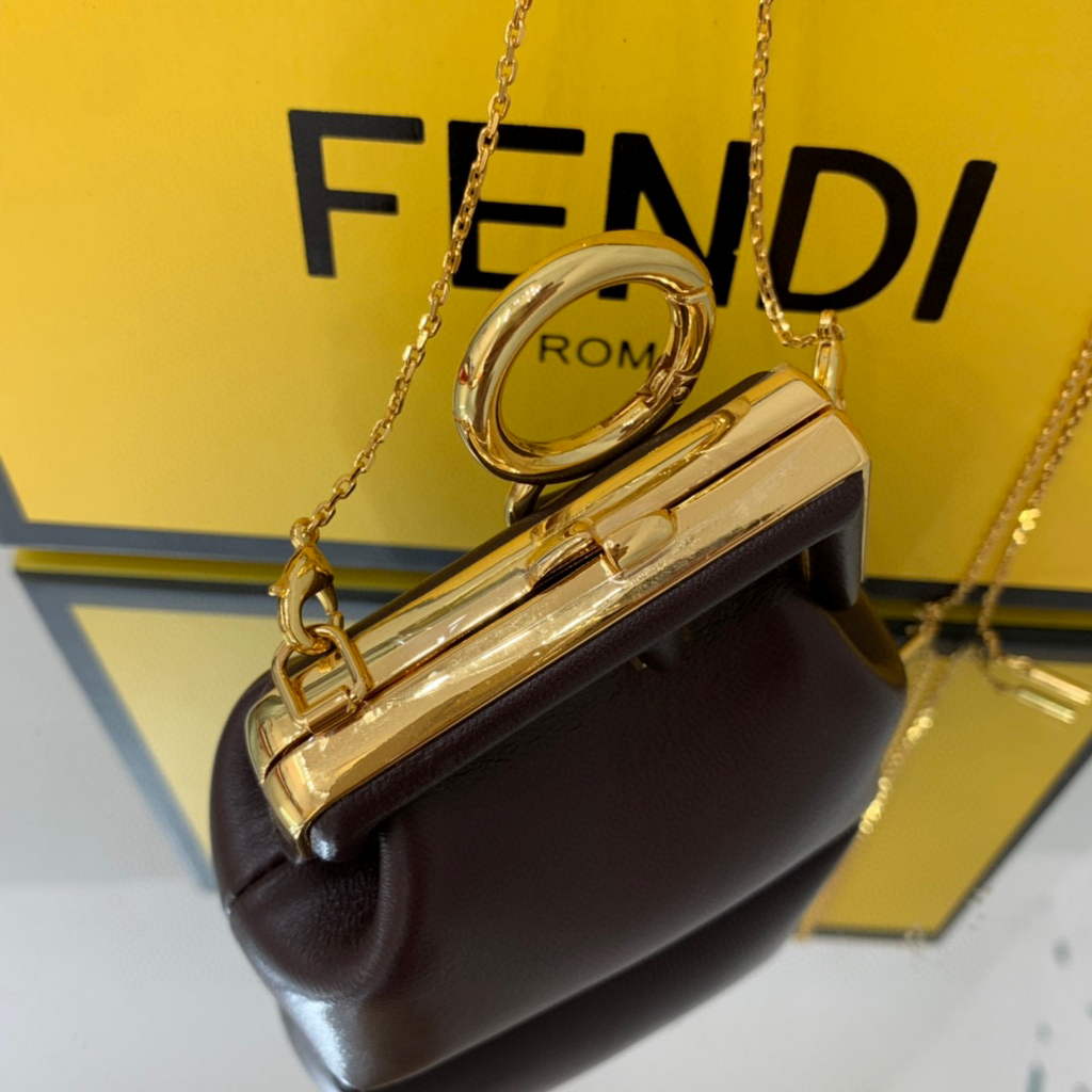 Fendi Nano First Charm Shoulder Bag 7AS051 Dark Brown