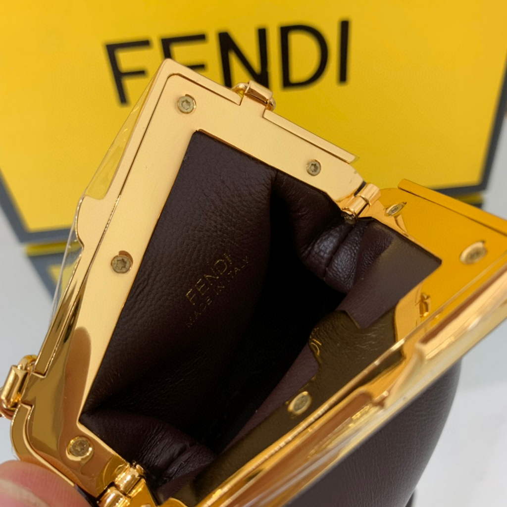 Fendi Nano First Charm Shoulder Bag 7AS051 Dark Brown