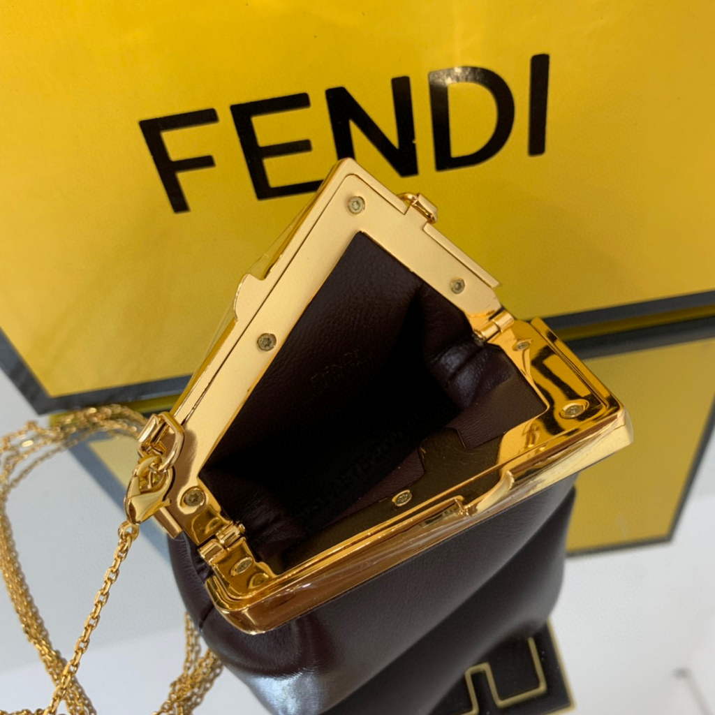 Fendi Nano First Charm Shoulder Bag 7AS051 Dark Brown