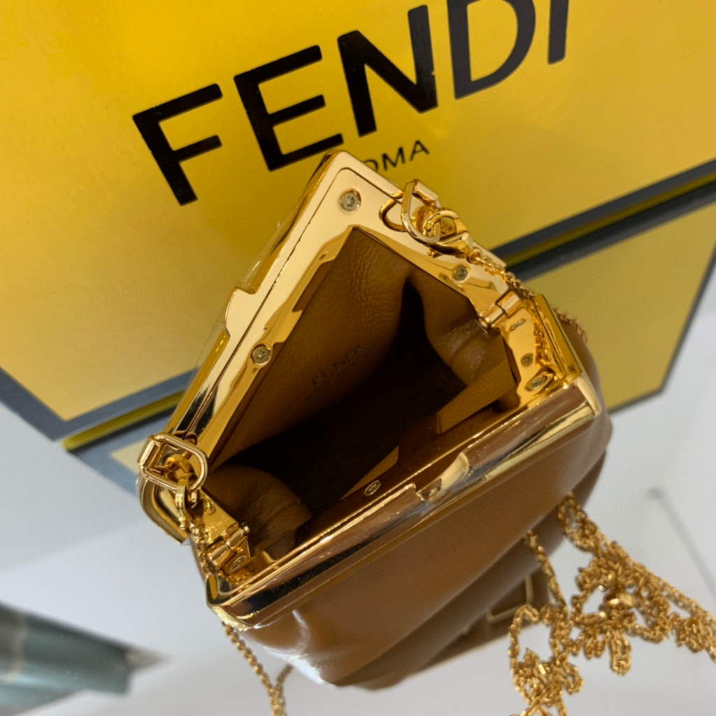 Fendi Nano First Charm Shoulder Bag 7AS051 Tan