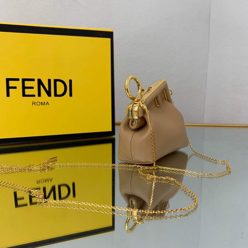 Fendi Nano First Charm Shoulder Bag 7AS051 Apricot
